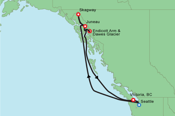 Ovation Of The Seas Alaska Itinerary Map